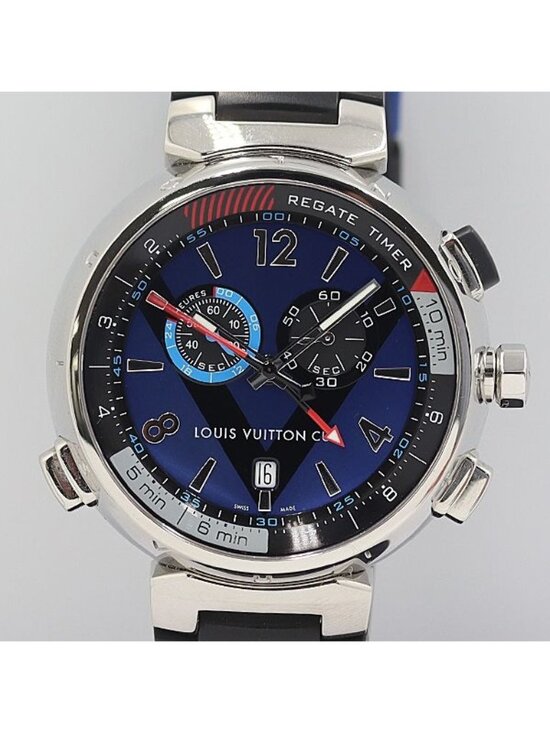 Louis Vuitton Tambour Regatta Quartz Chrono Smoseco Date Blue Dial Watch Kzk main image 3
